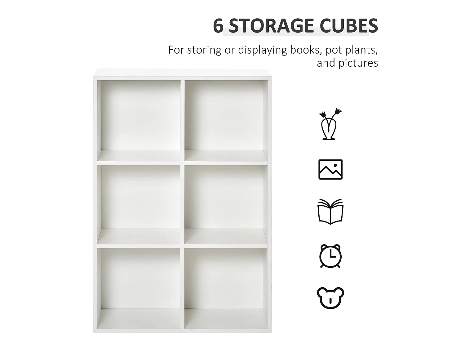 Veniha Nozi 6 Cube White Wood Effect Storage Bookcase