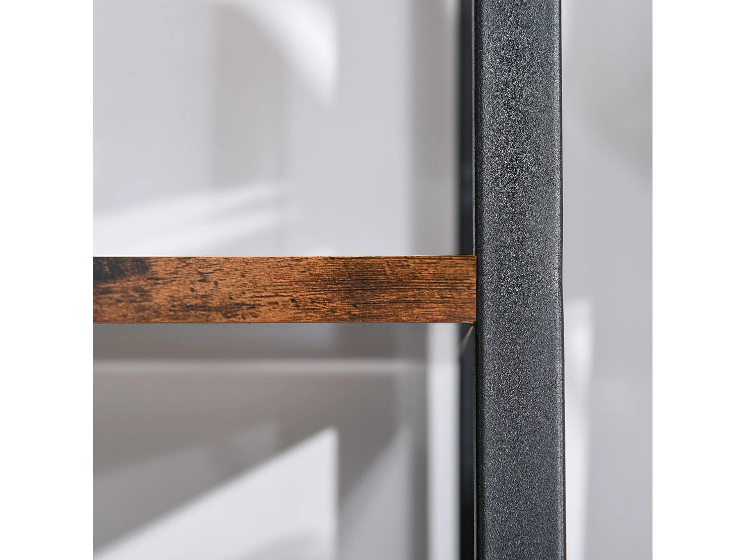 Tanile 4 Tier Ladder Bookshelf Rustic Brown MDF Shelves Black Steel Frame