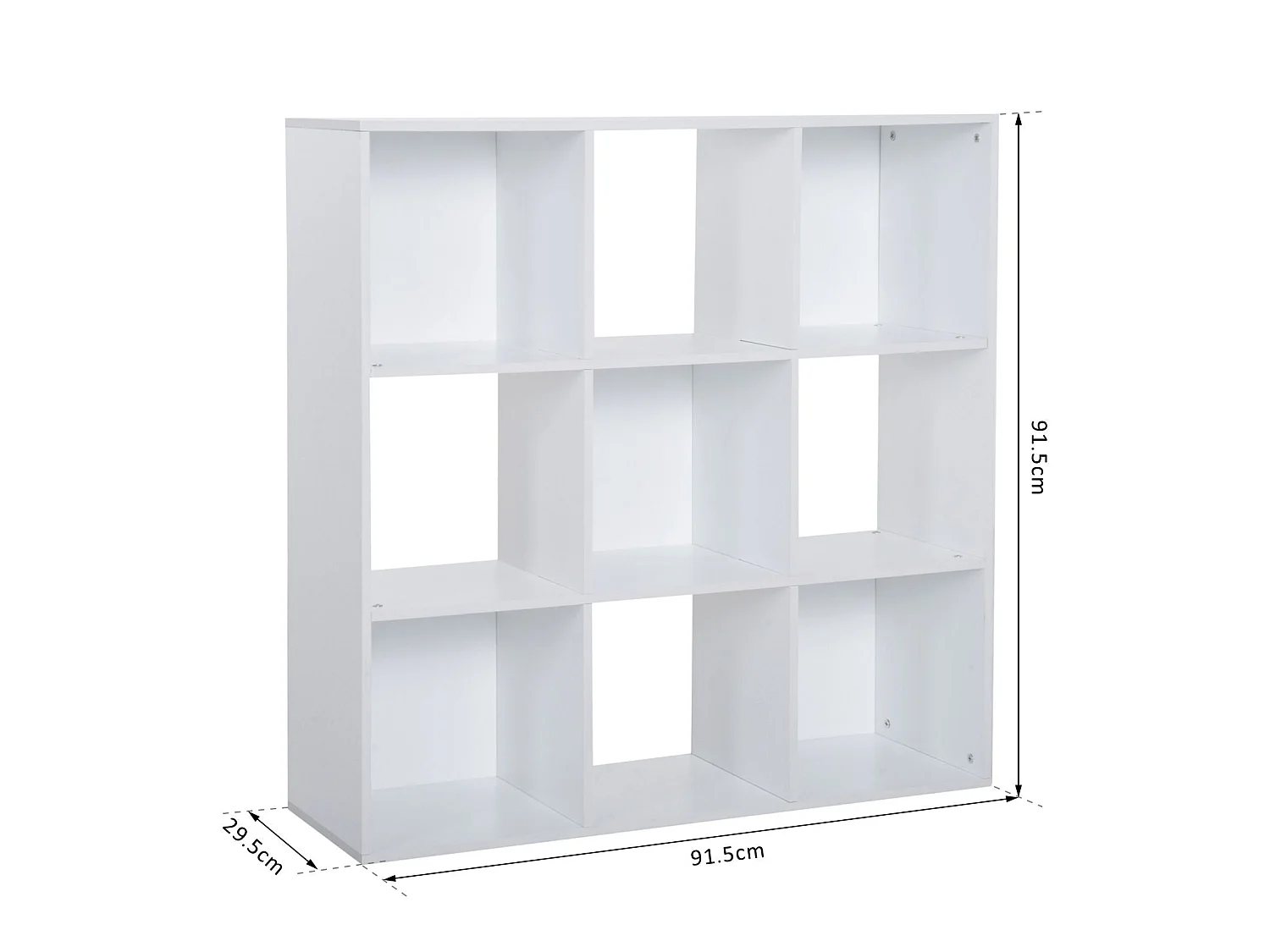 Zido Wood White 3 Tier 9 Cube Storage Bookcase