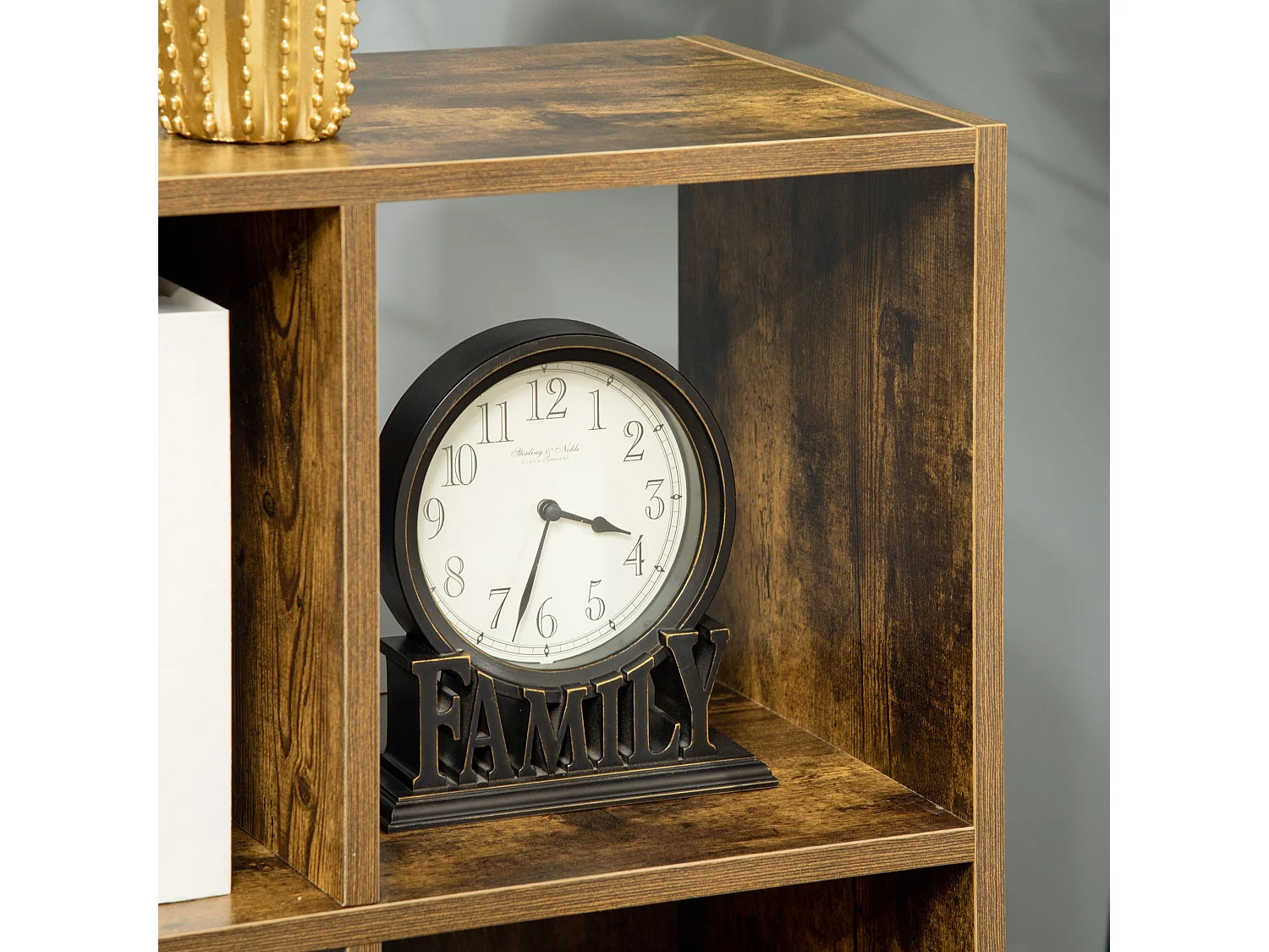 Mara Rustic Brown Industrial 6 Compartment Freestanding Bookcase