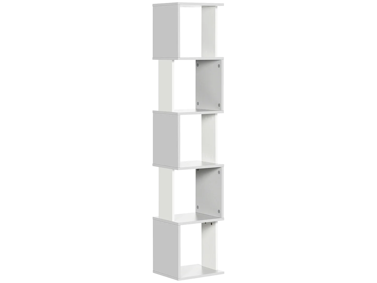 Ziva Wood 5 Tier Freestanding Bookcase White and Light Grey