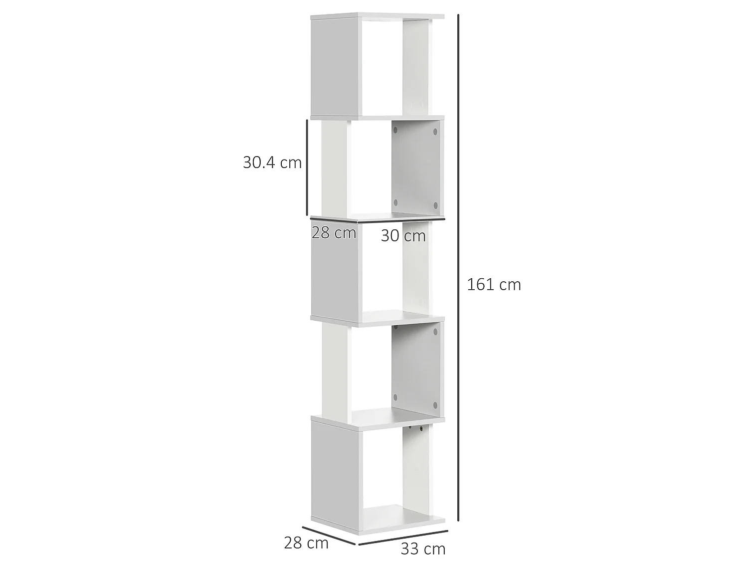 Ziva Wood 5 Tier Freestanding Bookcase White and Light Grey