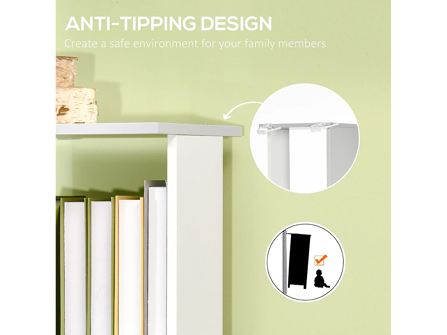 Ziva Wood 5 Tier Freestanding Bookcase White and Light Grey