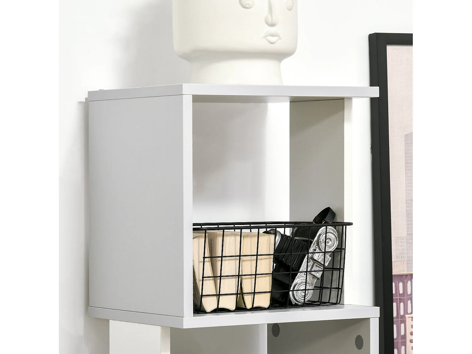Ziva Wood 5 Tier Freestanding Bookcase White and Light Grey