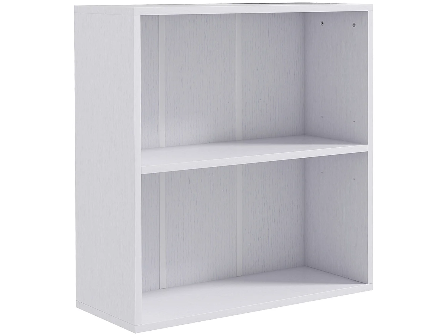 Ralafi Wood White 2 Tier Bookcase with Adjustable Shelf Particleboard
