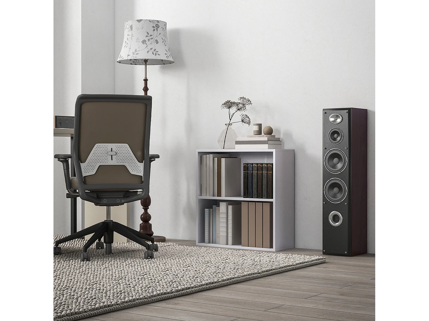 Ralafi Wood White 2 Tier Bookcase with Adjustable Shelf Particleboard
