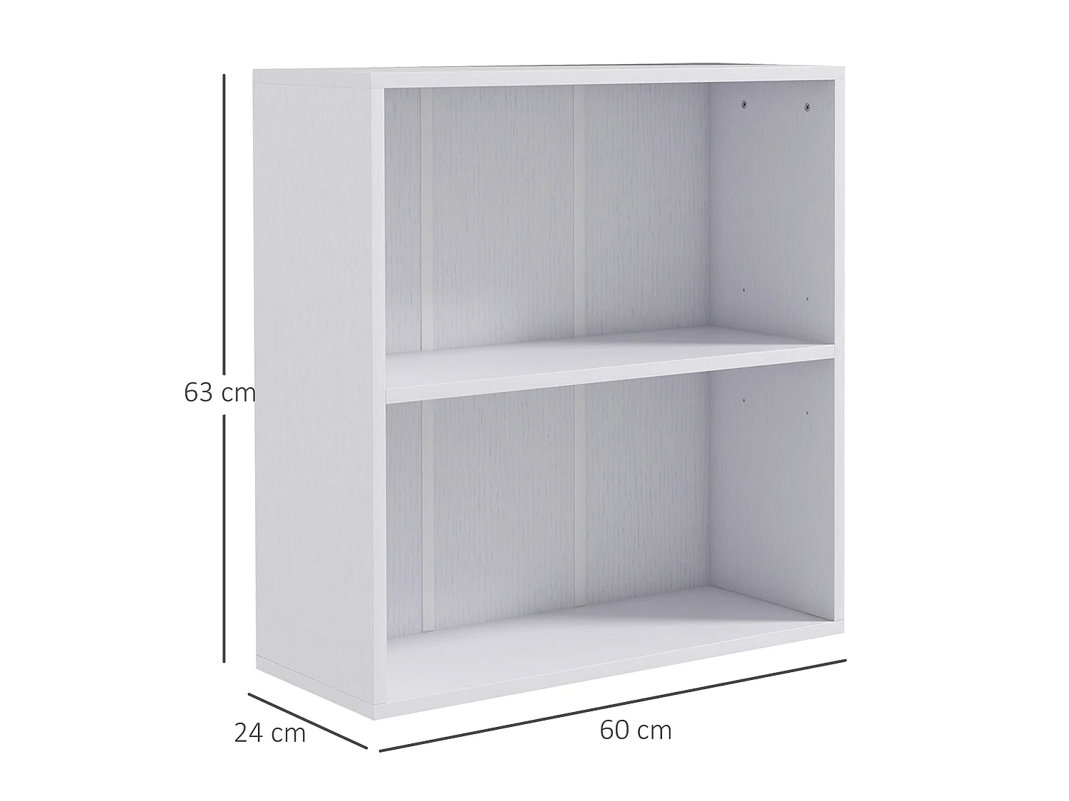 Ralafi Wood White 2 Tier Bookcase with Adjustable Shelf Particleboard