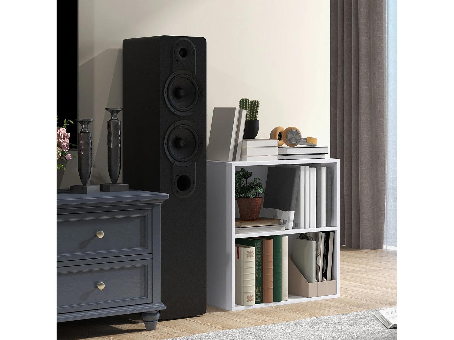 Ralafi Wood White 2 Tier Bookcase with Adjustable Shelf Particleboard