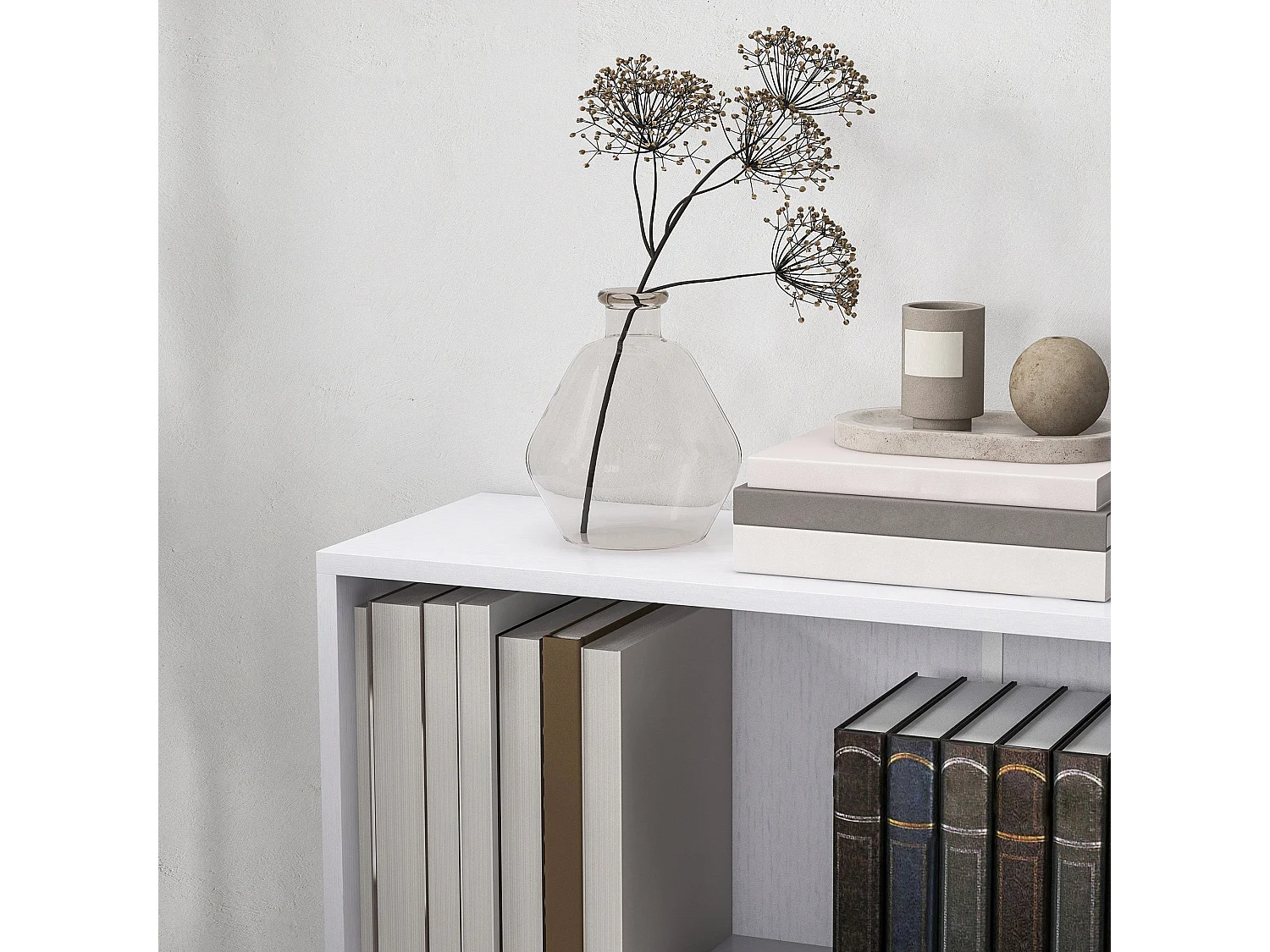 Ralafi Wood White 2 Tier Bookcase with Adjustable Shelf Particleboard