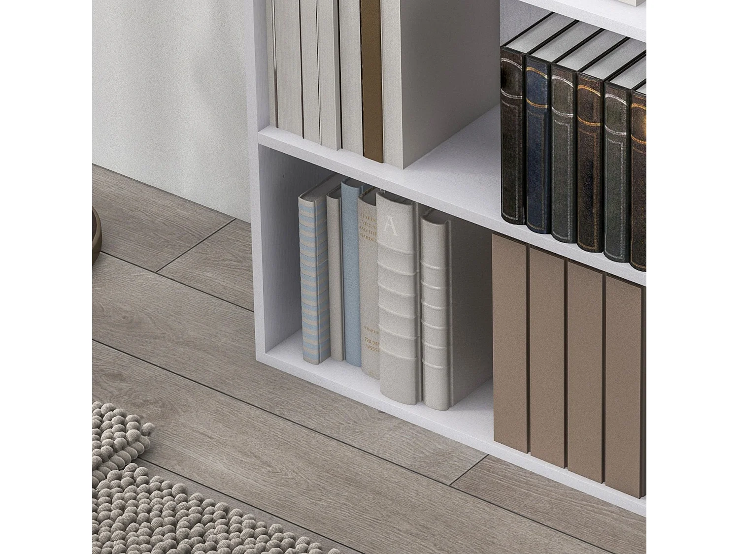 Ralafi Wood White 2 Tier Bookcase with Adjustable Shelf Particleboard