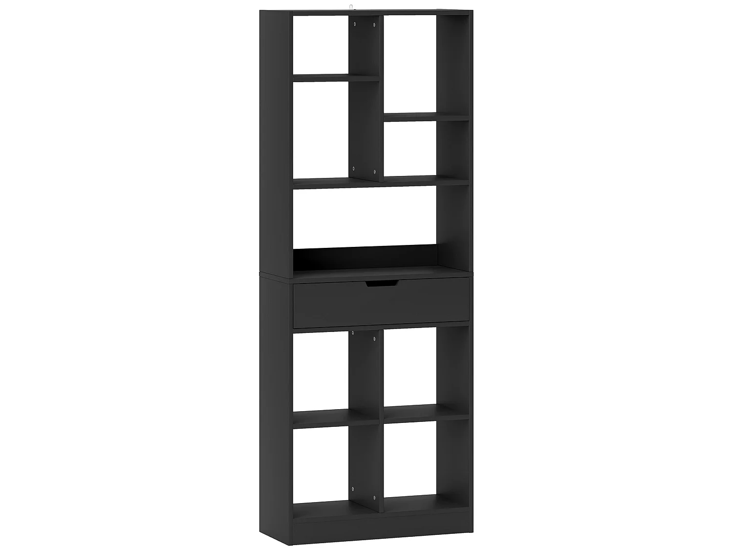 Farama Tall Black Metal and MDF Bookcase with Drawer Storage