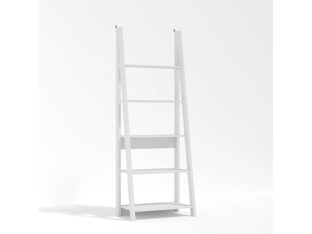 Athy White Wooden Ladder Bookcase 5 Shelves