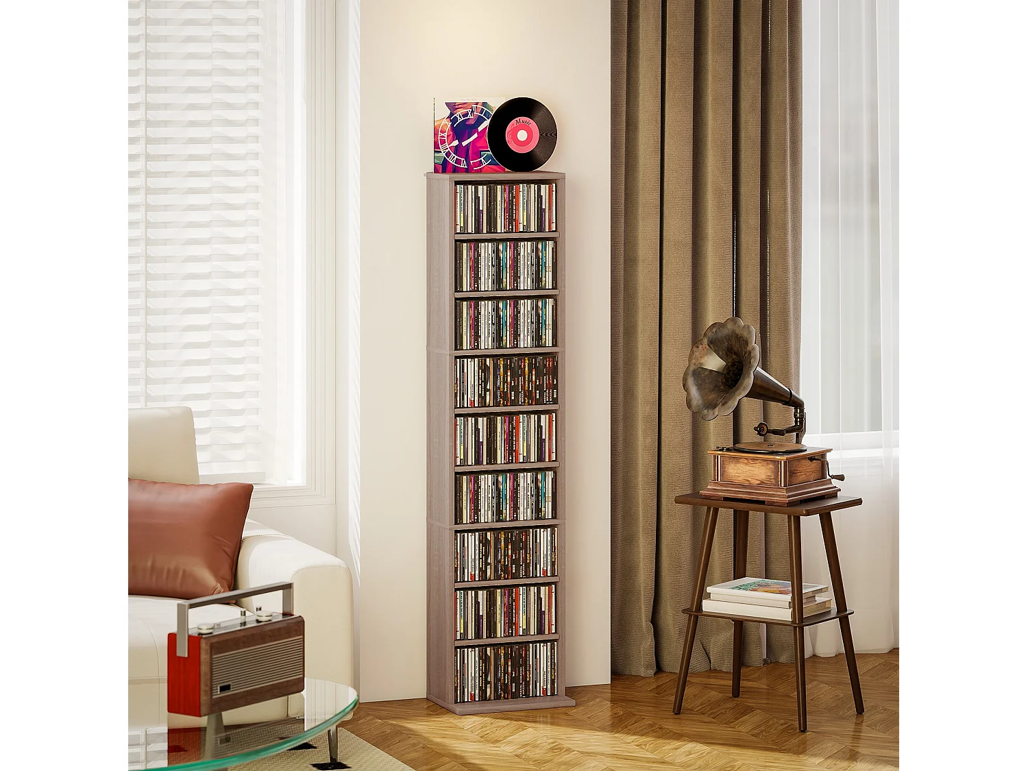 Lere 140cm Narrow Wooden Storage Shelf Natural Finish