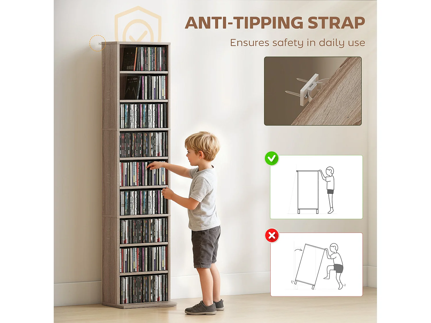 Lere 140cm Narrow Wooden Storage Shelf Natural Finish