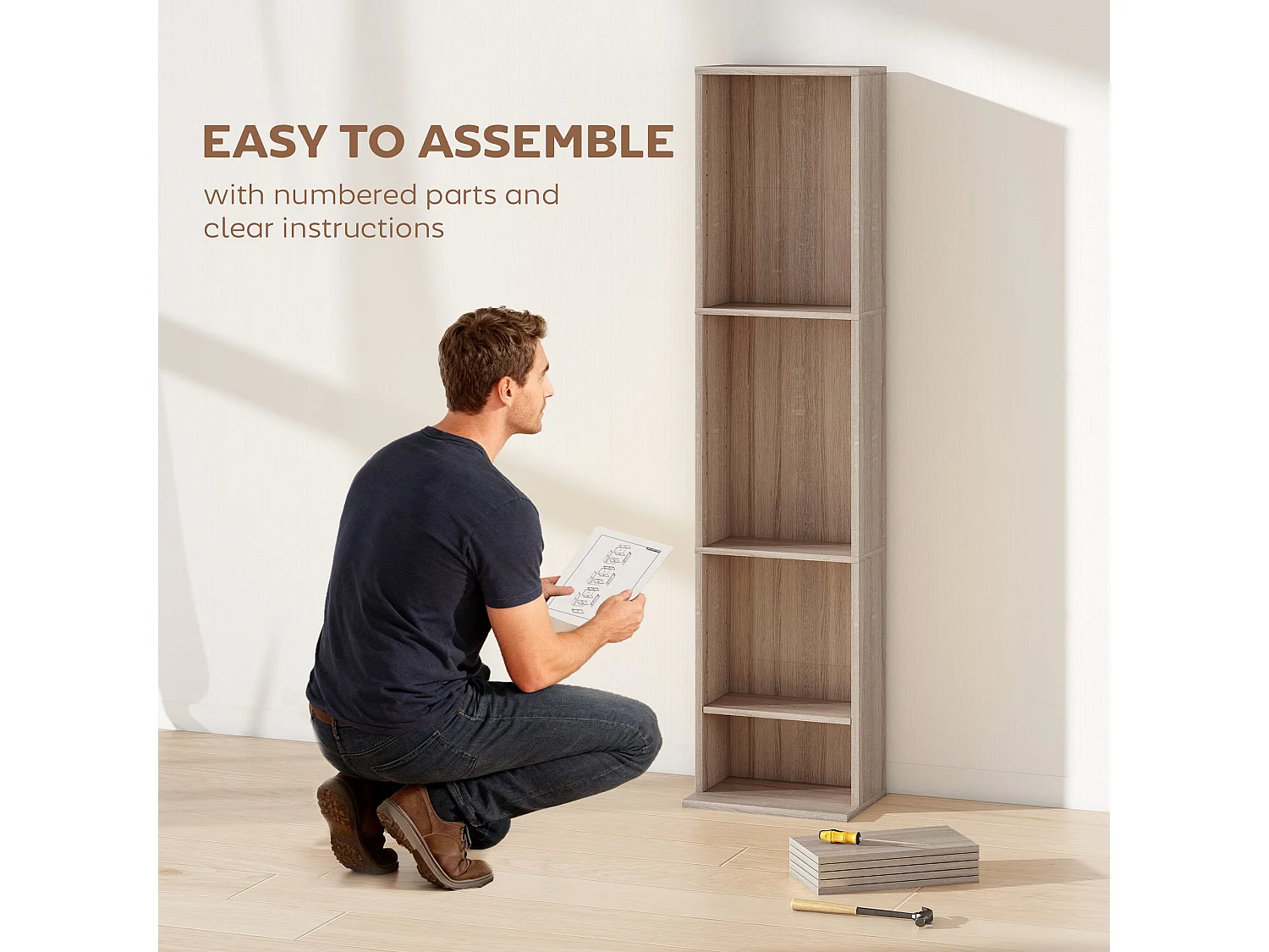 Lere 140cm Narrow Wooden Storage Shelf Natural Finish