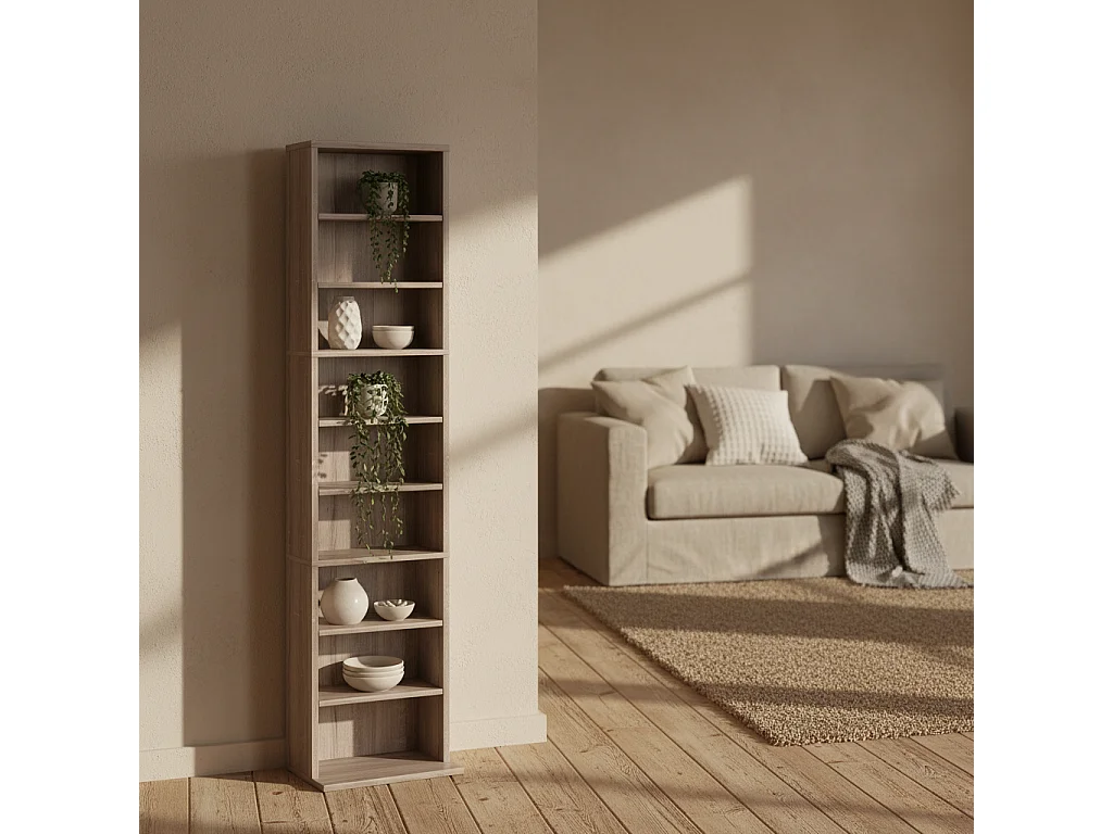 Lere 140cm Narrow Wooden Storage Shelf Natural Finish