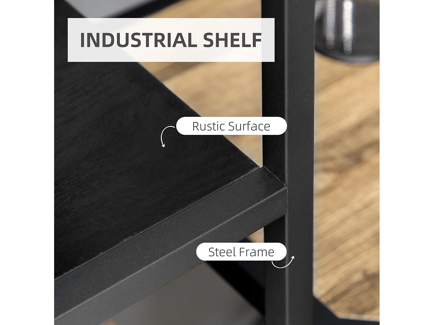 Eldora Metal Black 7 Tier Industrial Display Bookcase 83x34x180cm