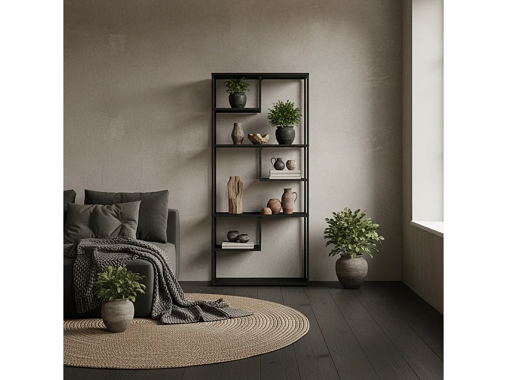 Eldora Metal Black 7 Tier Industrial Display Bookcase 83x34x180cm