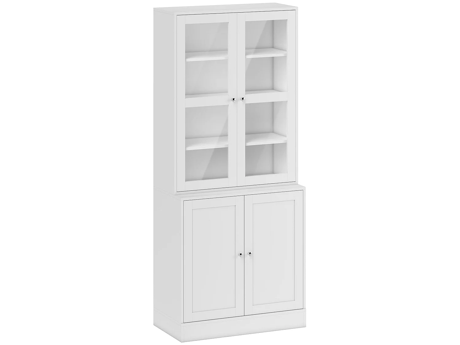 Mola Colu White Wood and Glass Display Bookcase Adjustable Shelves Glass Doors