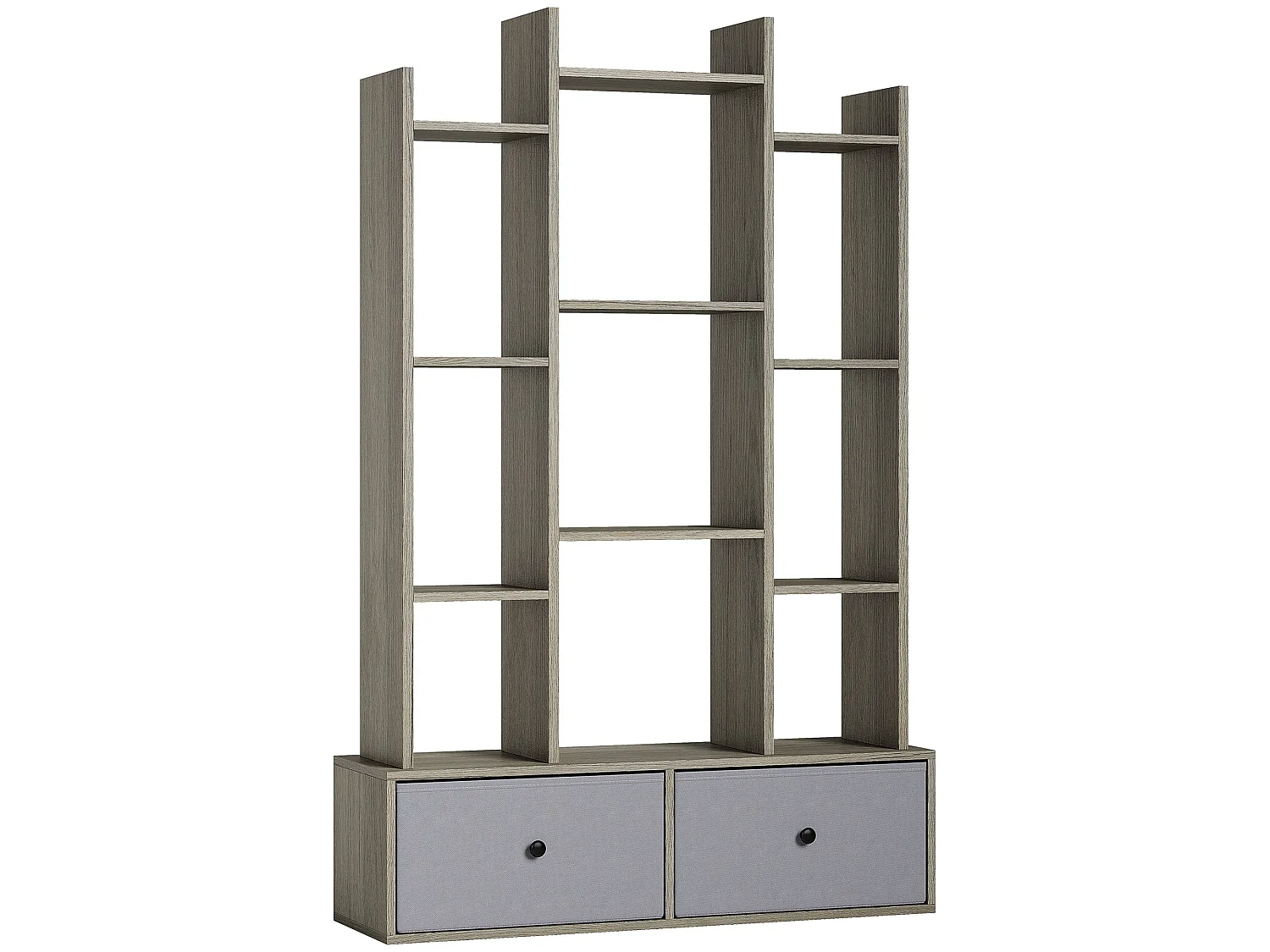 Rive Keba 12 Compartment Graphite Wood Effect Storage Unit with 2 Drawers