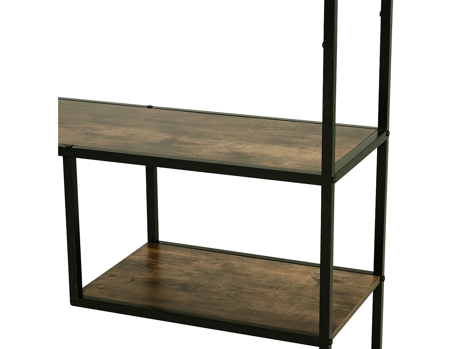 Elra 6 Tier Industrial Metal and Wood Tall Bookcase Rustic Brown and Black