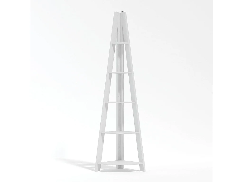 Athy White Wooden Corner Ladder Shelf Unit 5 Shelves
