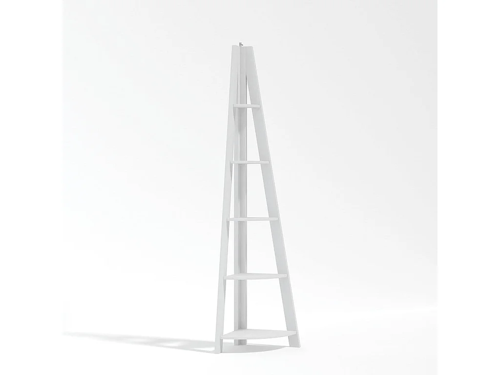 Athy White Wooden Corner Ladder Shelf Unit 5 Shelves