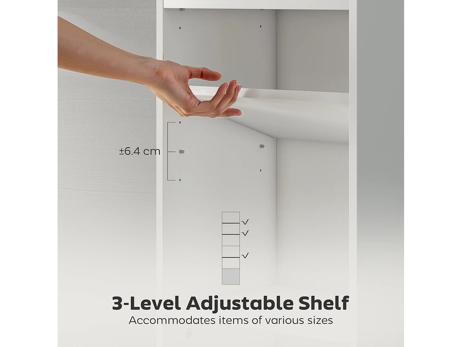 Vari Slim White 6 Tier Tall Bookcase 156cm