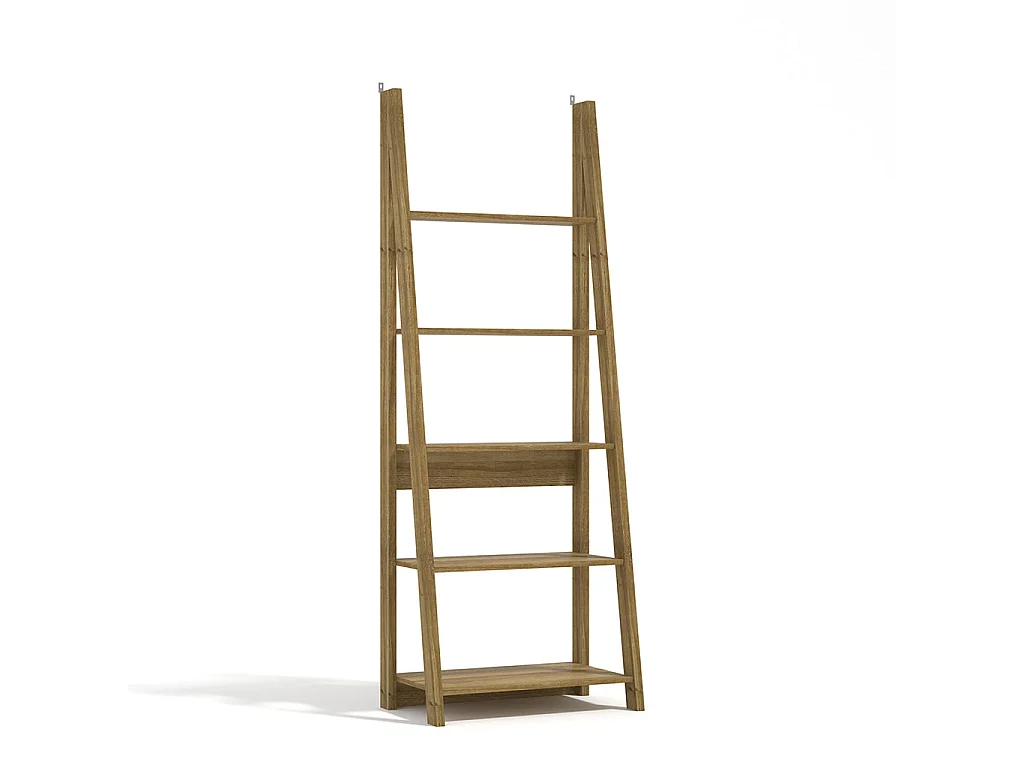 Athy Brown Oak Ladder Bookcase 5 Shelves