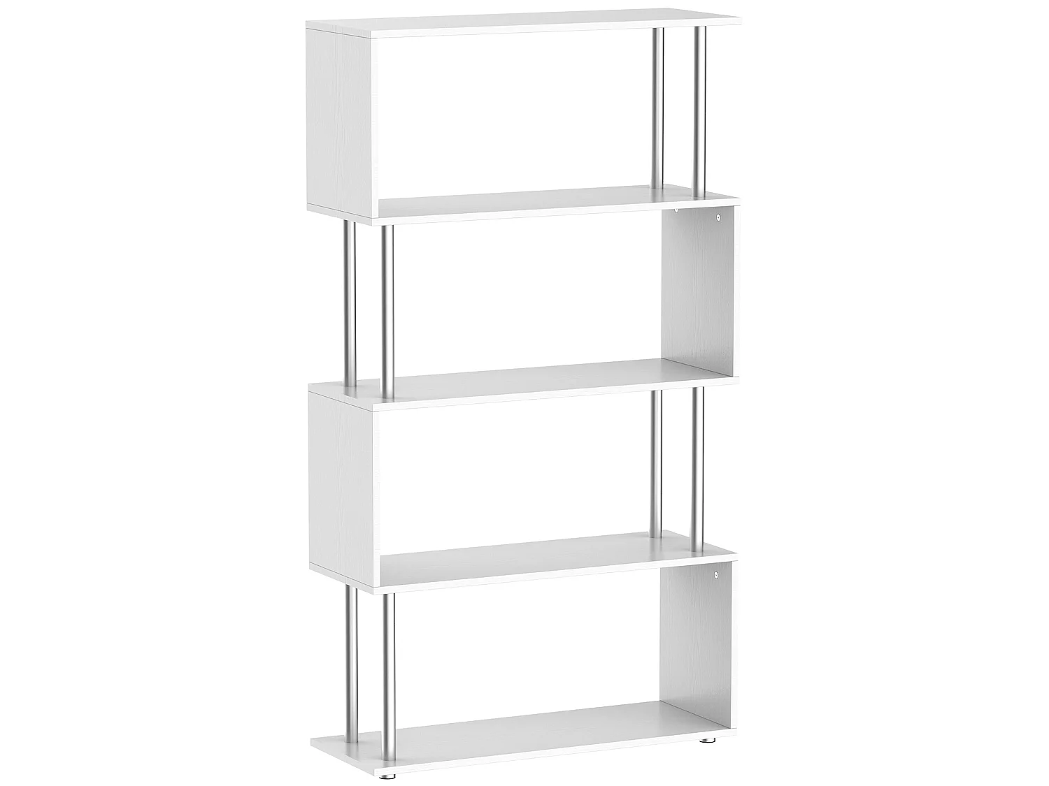 Fini Wood White 5 Tier S Shaped Freestanding Bookcase 80 x 30 x 145cm