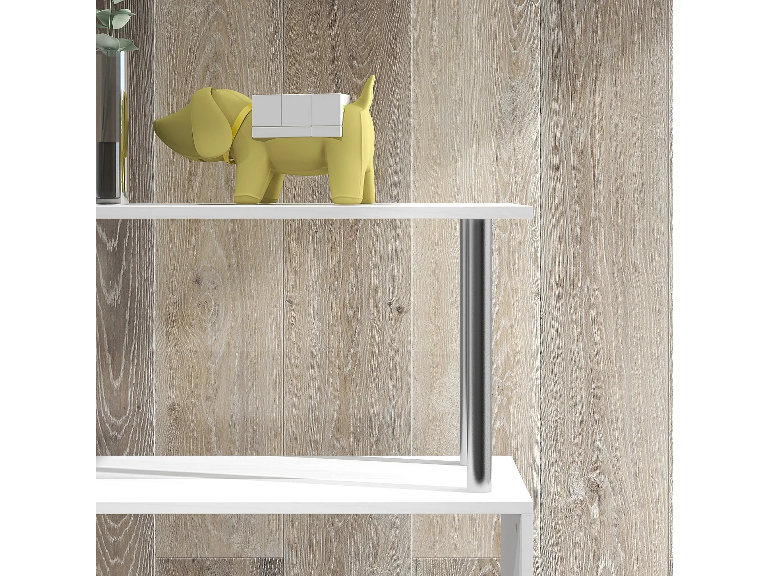Fini Wood White 5 Tier S Shaped Freestanding Bookcase 80 x 30 x 145cm
