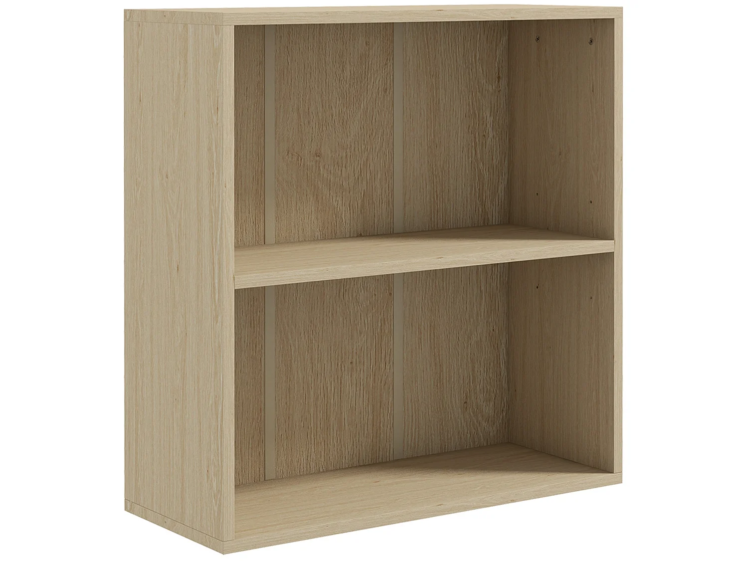 Kesa 2 Tier Low Bookcase Natural Wood Finish Adjustable Shelf