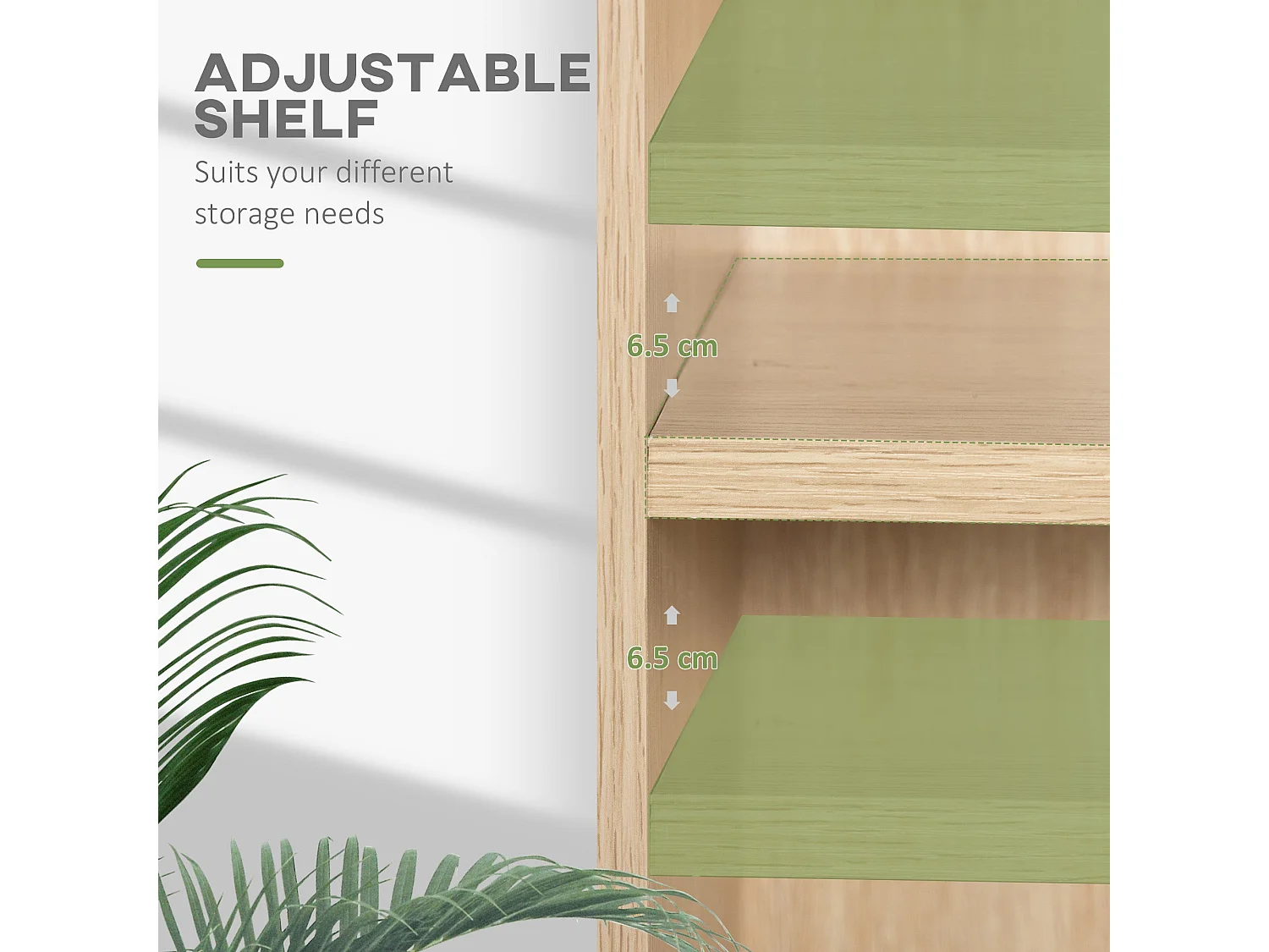 Kesa 2 Tier Low Bookcase Natural Wood Finish Adjustable Shelf