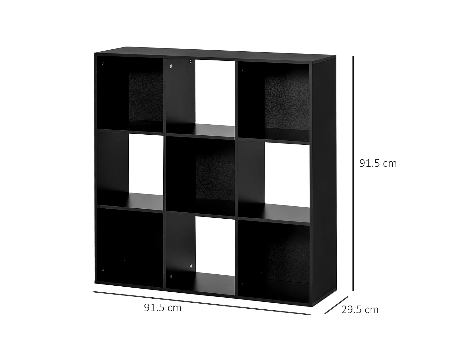 Remamo Black 3 Tier 9 Cube Storage Bookcase Melamine Particleboard
