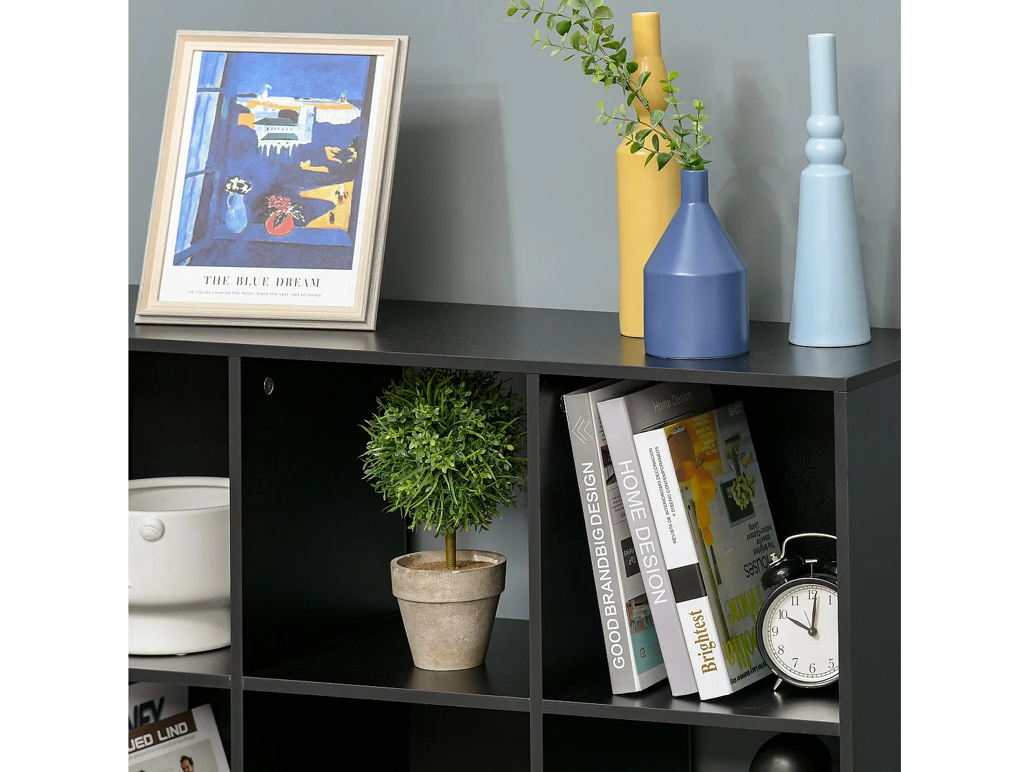 Remamo Black 3 Tier 9 Cube Storage Bookcase Melamine Particleboard