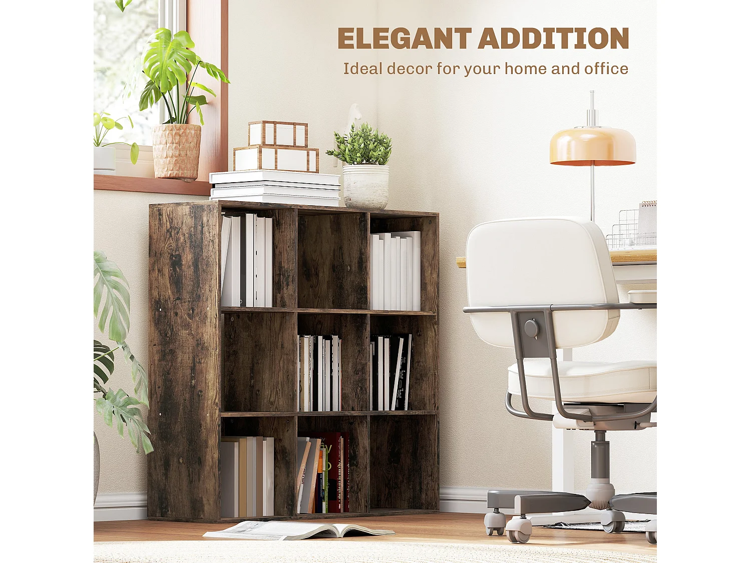 Toleel Rustic Brown 9 Cube Particleboard Storage Bookcase