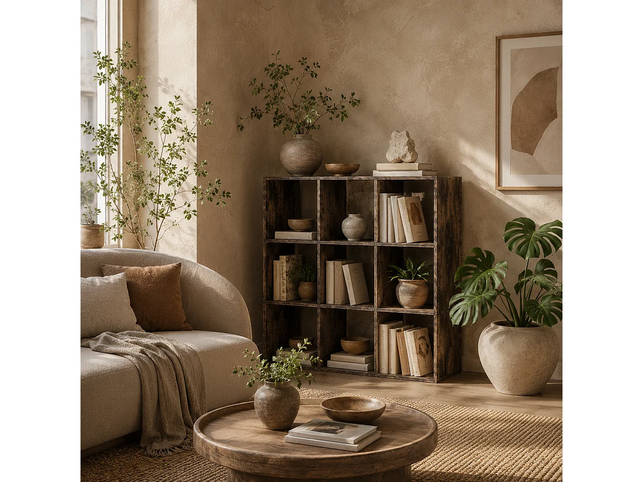 Toleel Rustic Brown 9 Cube Particleboard Storage Bookcase