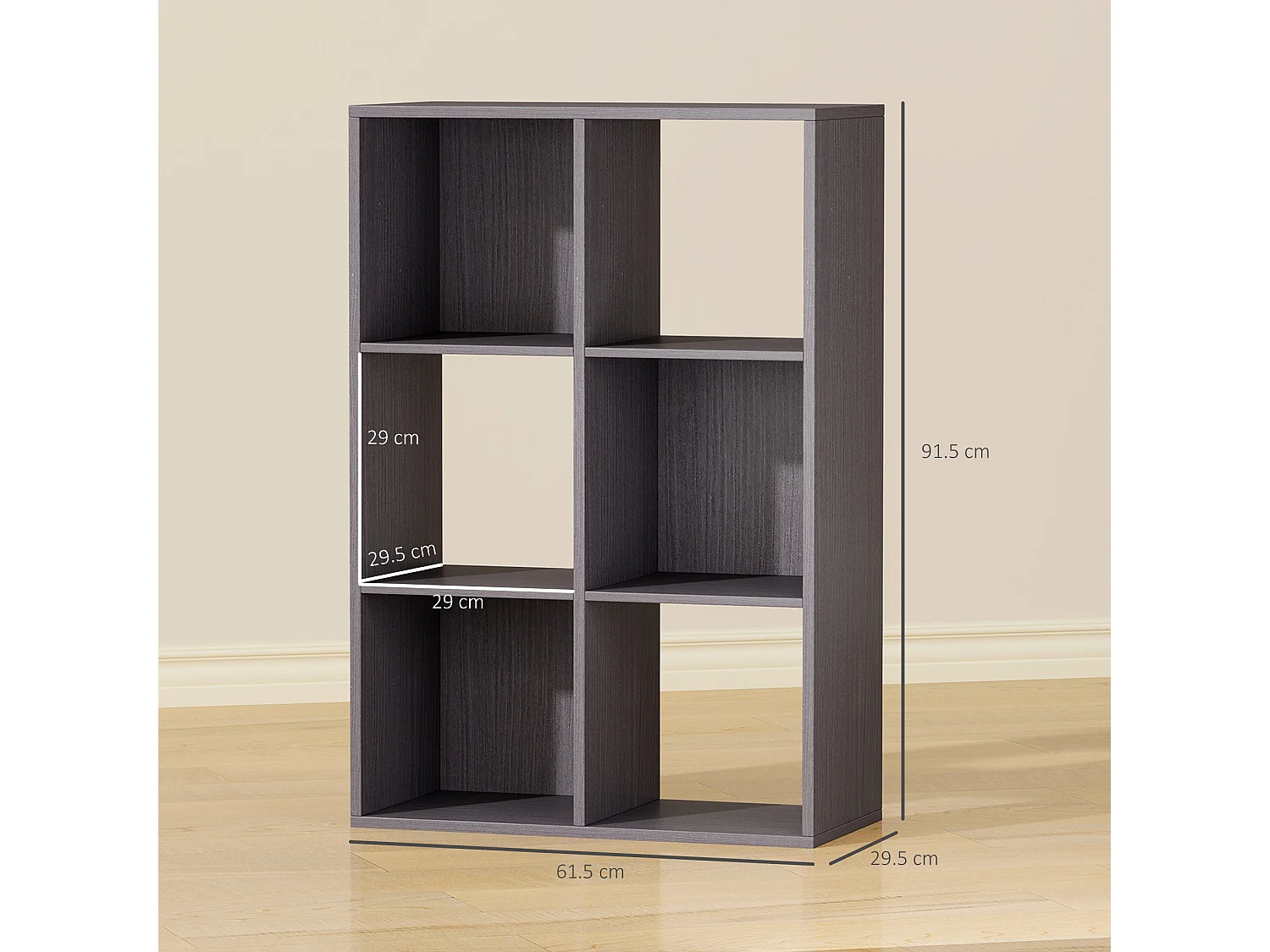 Fahe 6 Cube Grey Particleboard Storage Bookcase