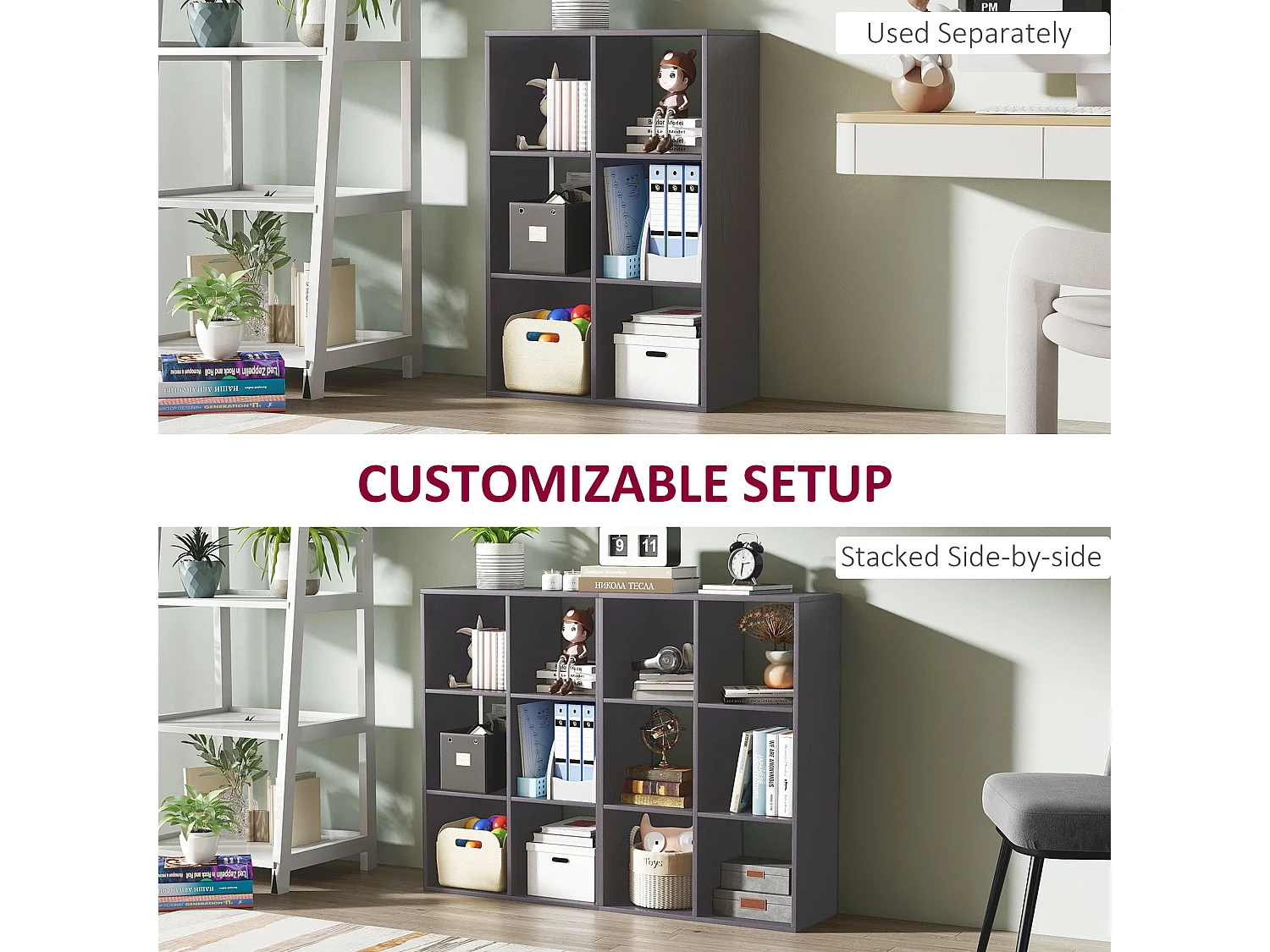 Fahe 6 Cube Grey Particleboard Storage Bookcase