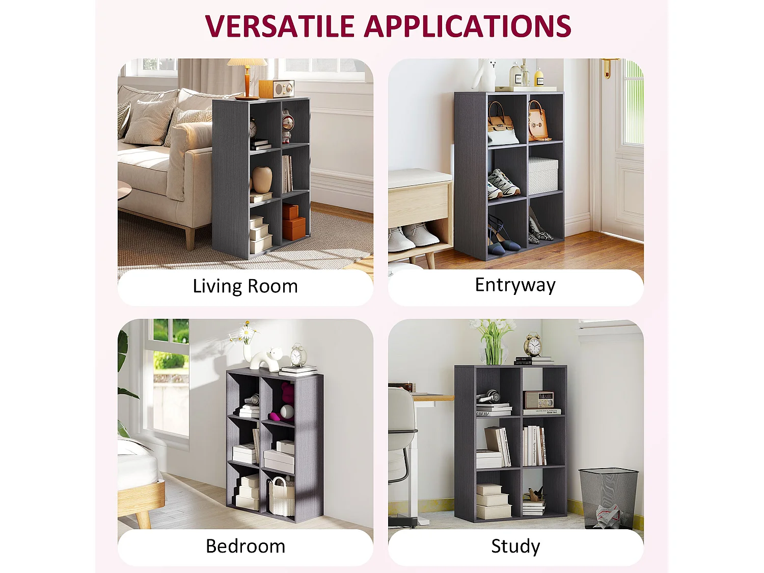 Fahe 6 Cube Grey Particleboard Storage Bookcase