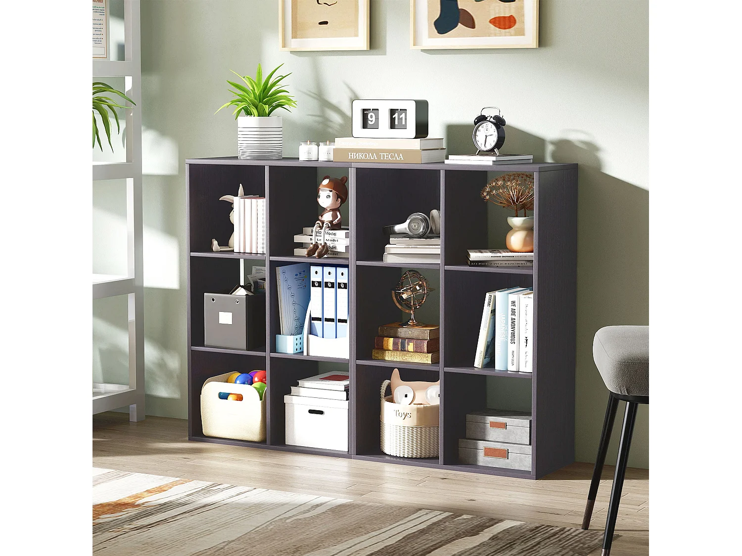 Fahe 6 Cube Grey Particleboard Storage Bookcase