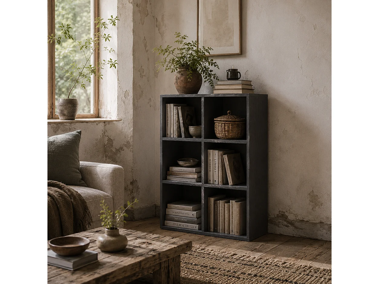 Fahe 6 Cube Grey Particleboard Storage Bookcase