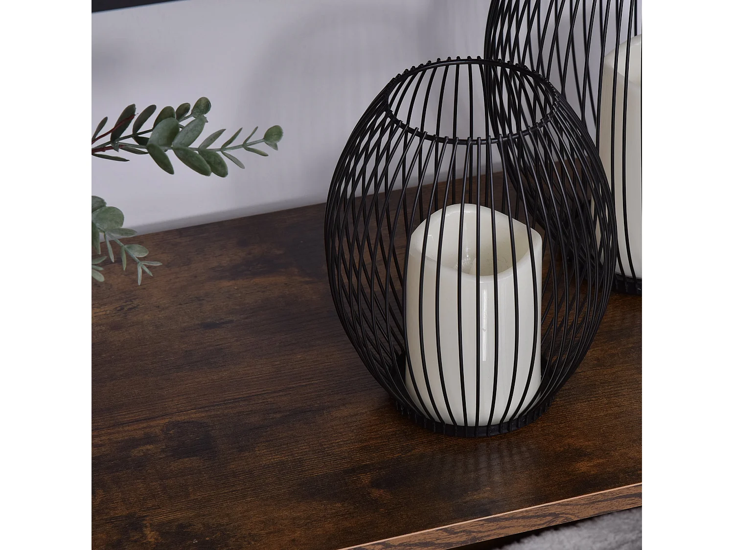 Tave Industrial Metal and Wood effect Bookcase Rustic Brown and Black Large