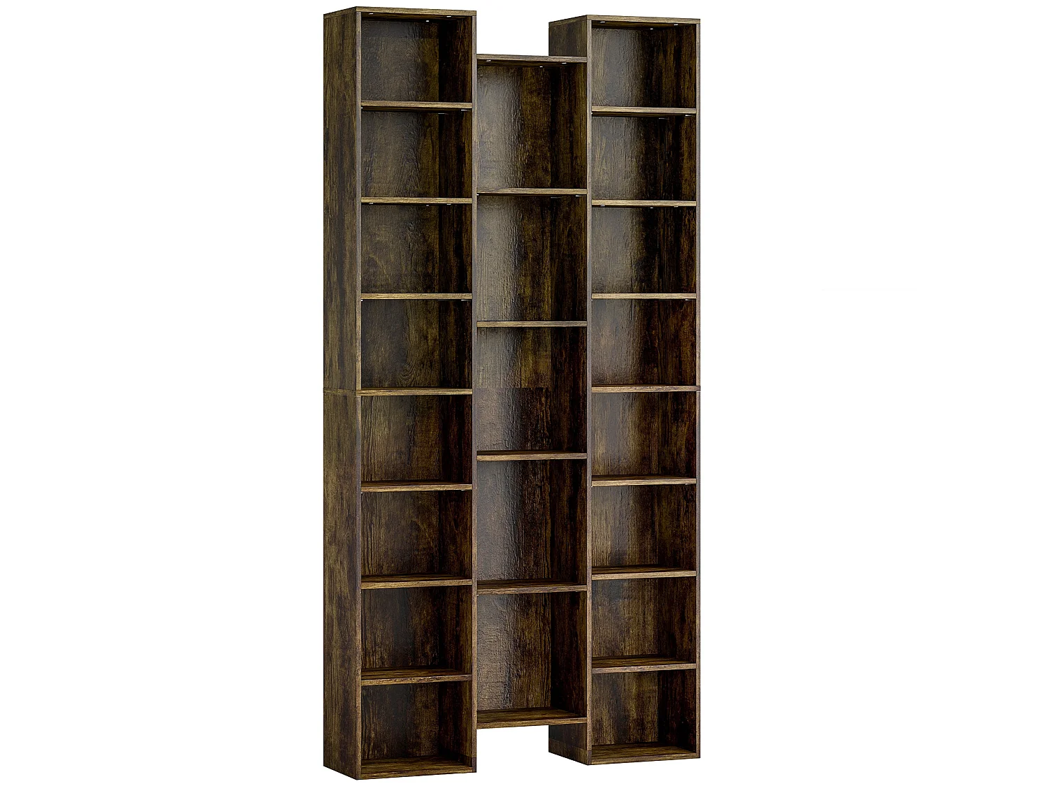 Elmaso Rustic Brown 21 Compartment Tall Bookcase
