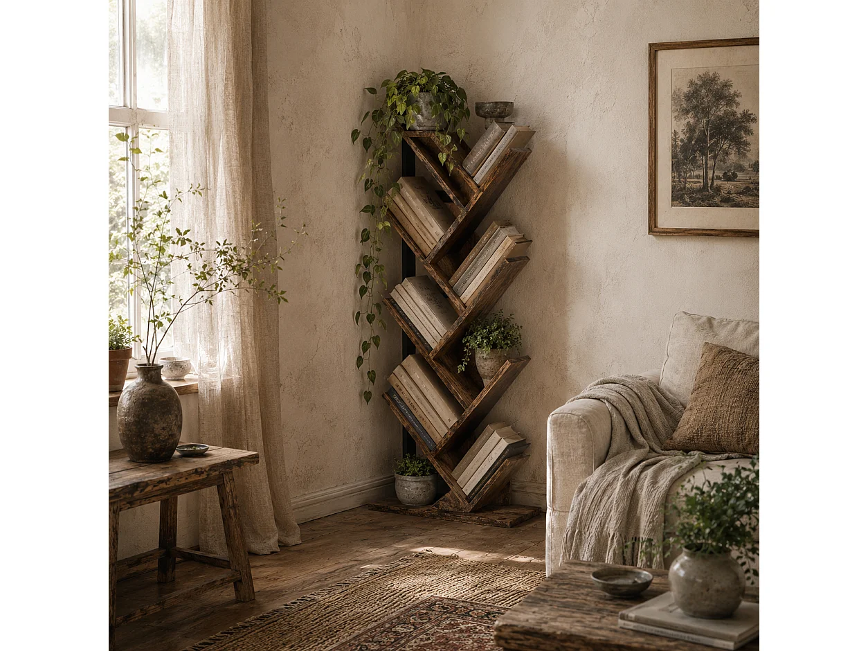 Modo Wood Effect 6 Section Tree Bookcase 50W x 24D x 109Hcm