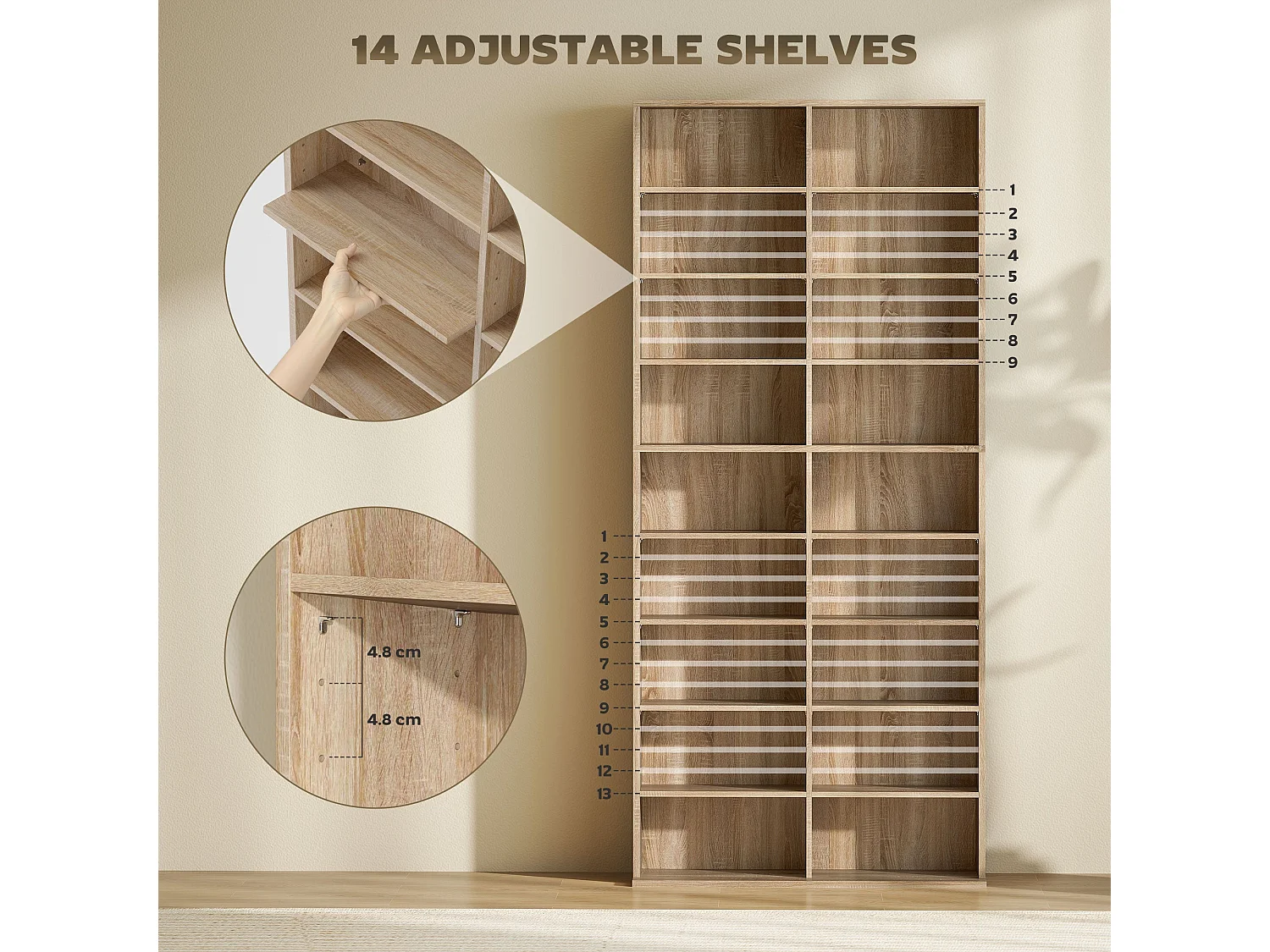 Karave Tall Media Storage Tower Natural Wood Finish 640 Disc Capacity