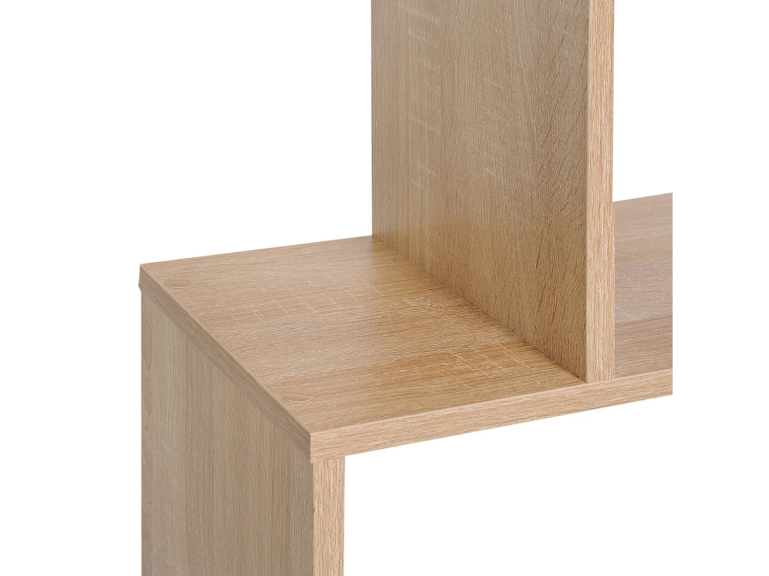 Vicovi Oak Finish 6 Tier S Shaped Display Bookcase