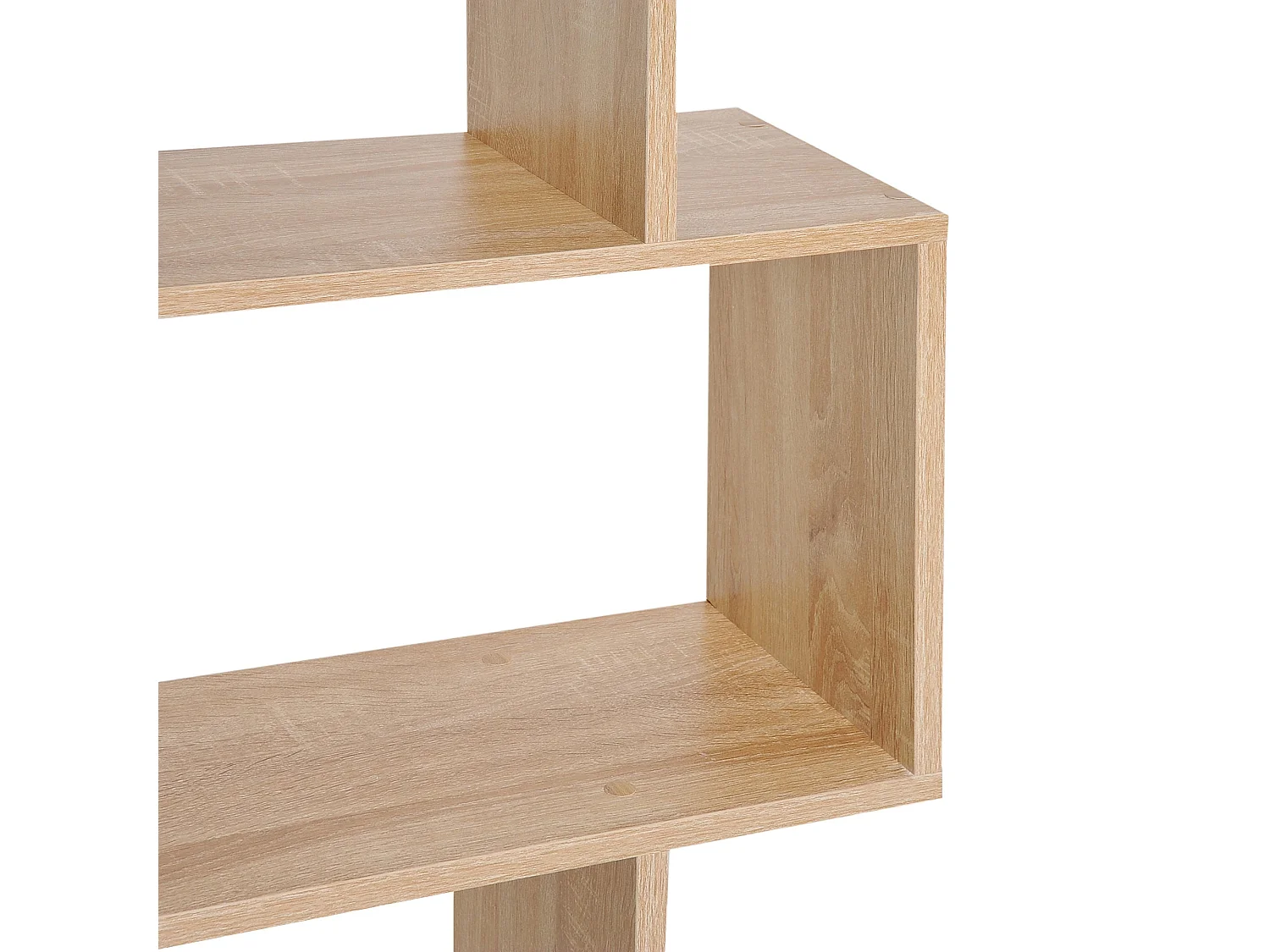 Vicovi Oak Finish 6 Tier S Shaped Display Bookcase