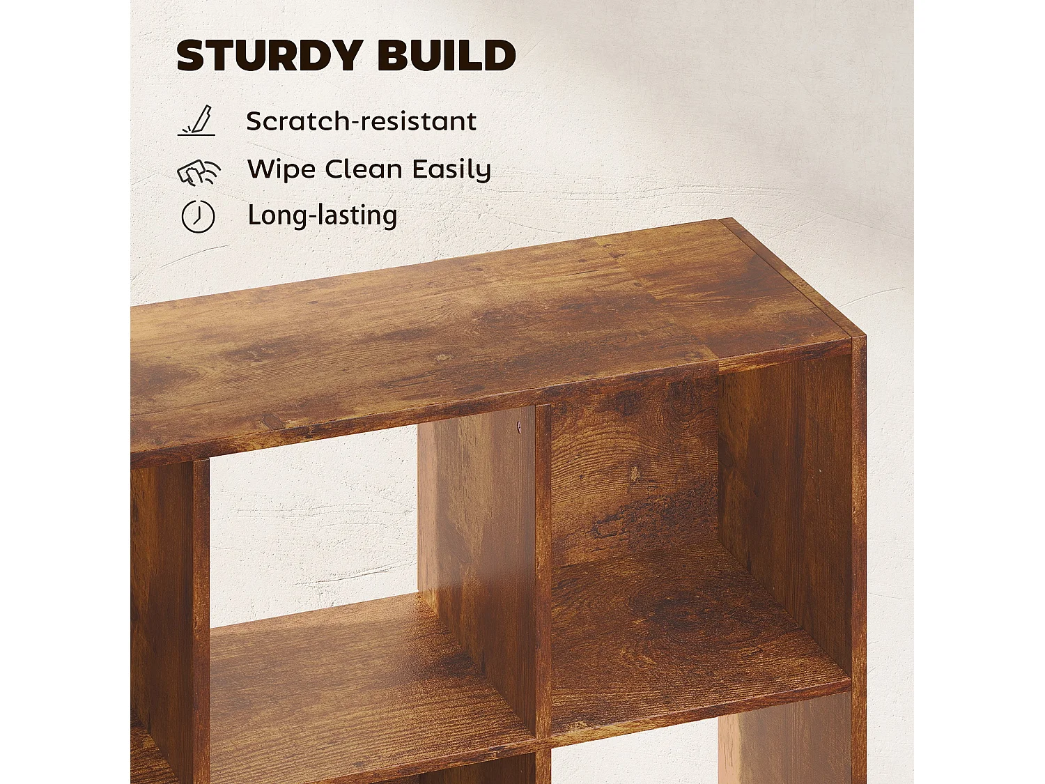 Mamomo Rustic Brown 3 Tier 9 Cube Storage Bookcase
