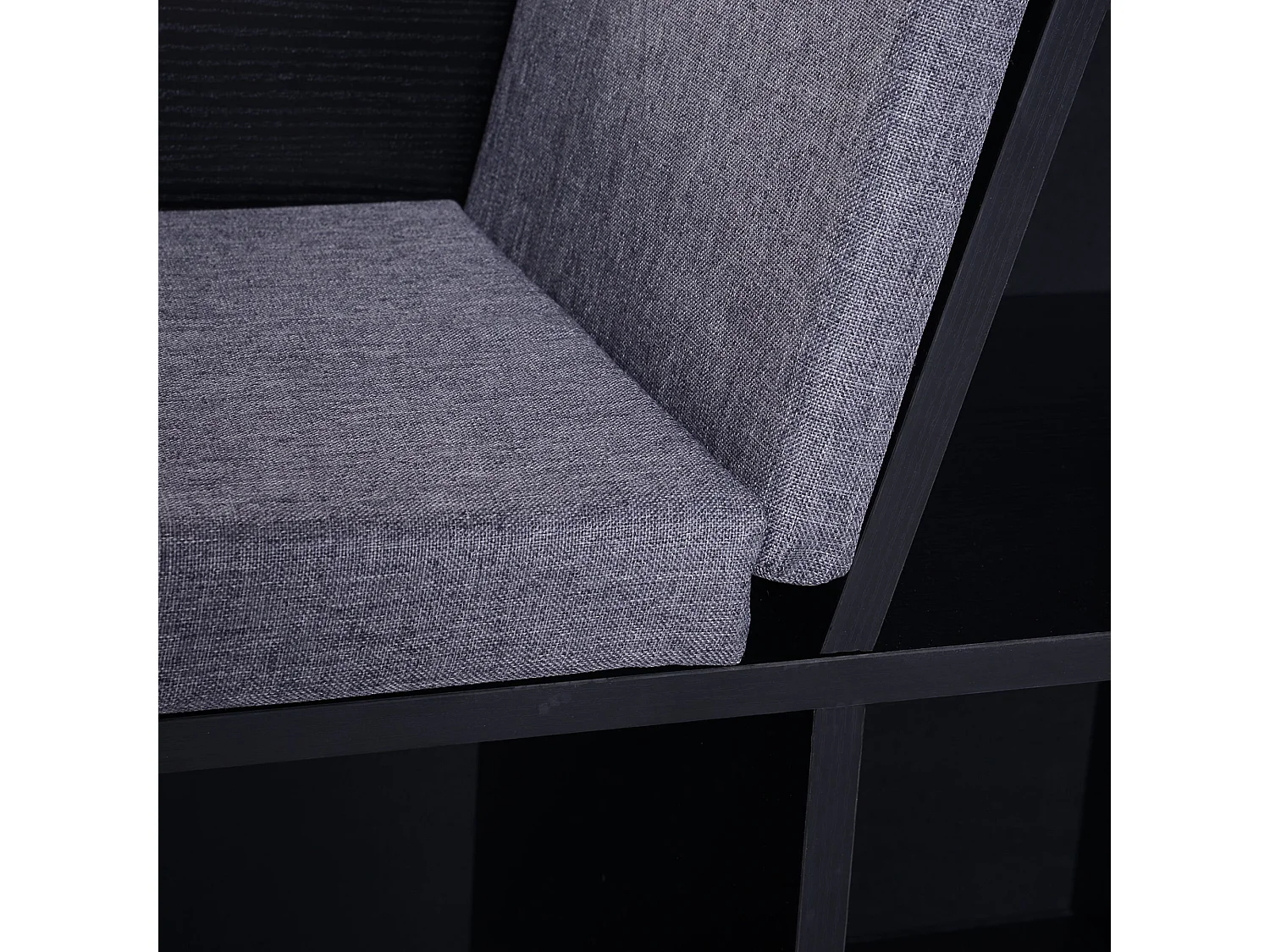 Black Cube Bookcase With Built In Reading Bench 6 Compartments Padded Seat
